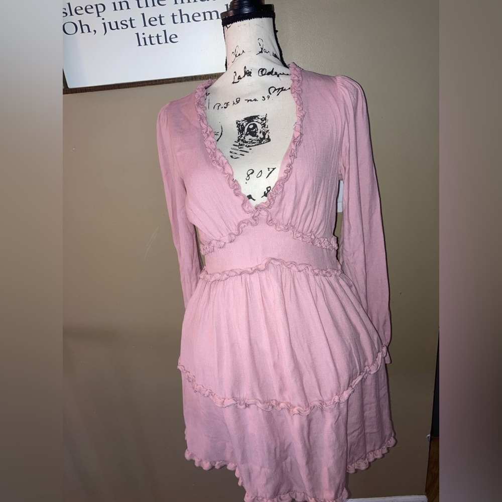 francesca's Women's Pink long sleeve Dress size M